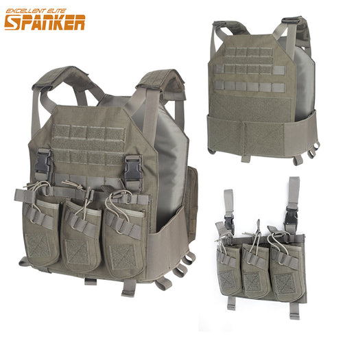 EXCELLENT ELITE Outdoor Hunting Vests Tactical Plate Vest+AK 47 Triple Ammo Clips Military Nylon Vest Tactical Military Vests