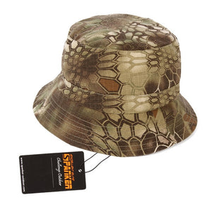 EXCELLENT ELITE SPANKER Outdoor Men Bucket Cap Fisherman Hat Camo Tactical Boonie Cap Round Edge Hunting Camping Hiking